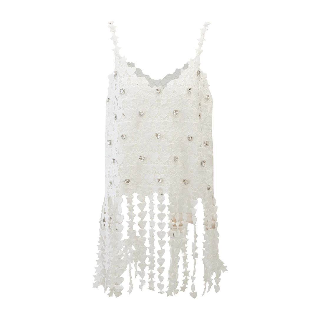 “high and ”叠搭！进口机爱心立体刺绣流苏马甲 AXLSMJ