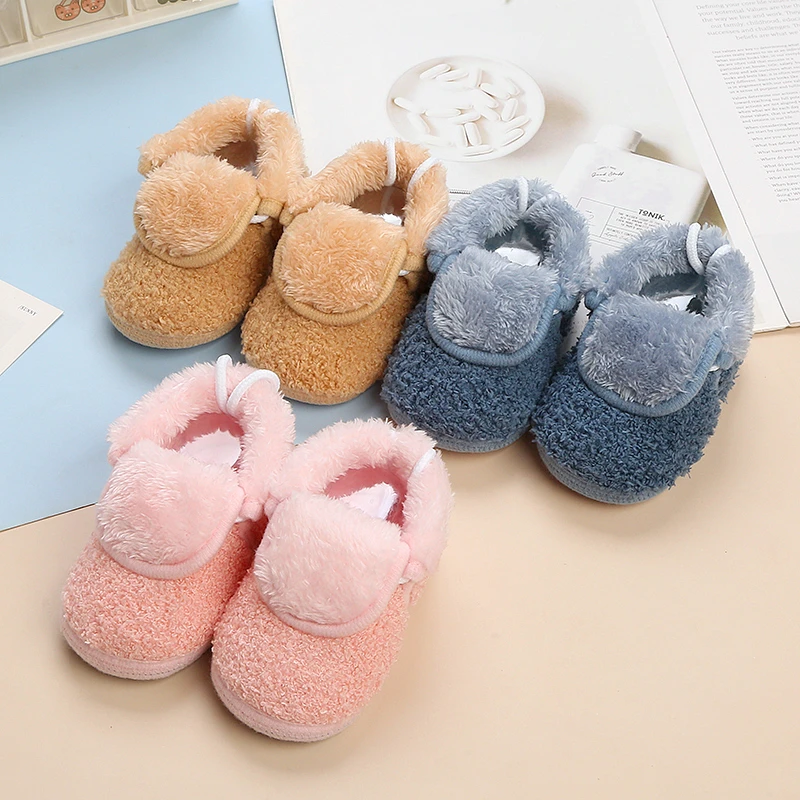 冬季加绒宝宝新生婴幼儿鞋子不掉鞋儿童加绒棉鞋新生儿软底学步鞋