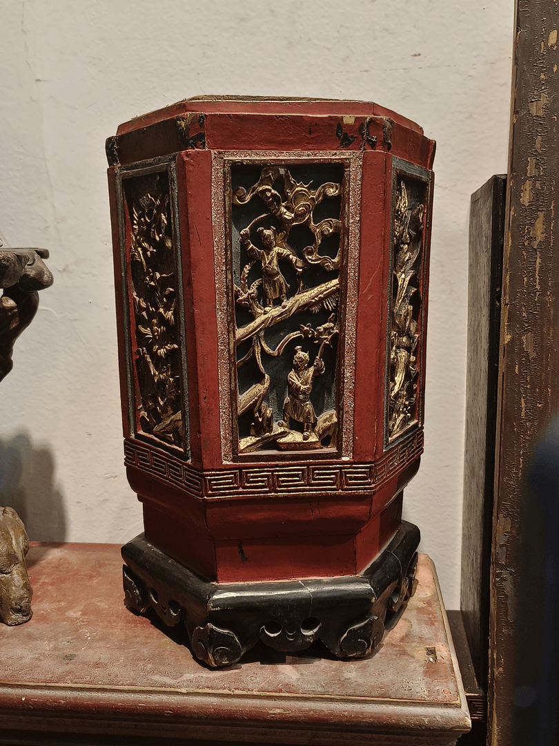 老木雕人物果盒手工摆件