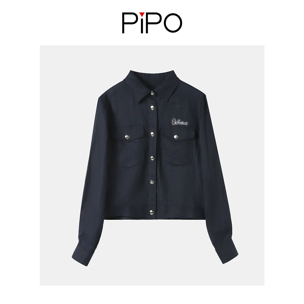 现货【PIPO】（亚麻）夏季衬衫简约通勤时尚薄款休闲上衣DD32O849