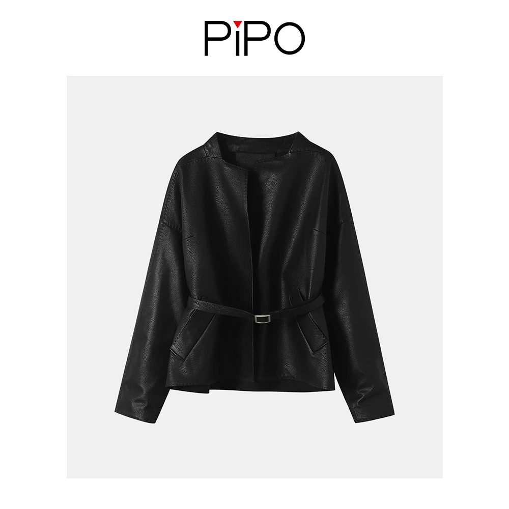 【PIPO】【绵羊皮】早秋简约时尚百搭皮衣外套DD33G207