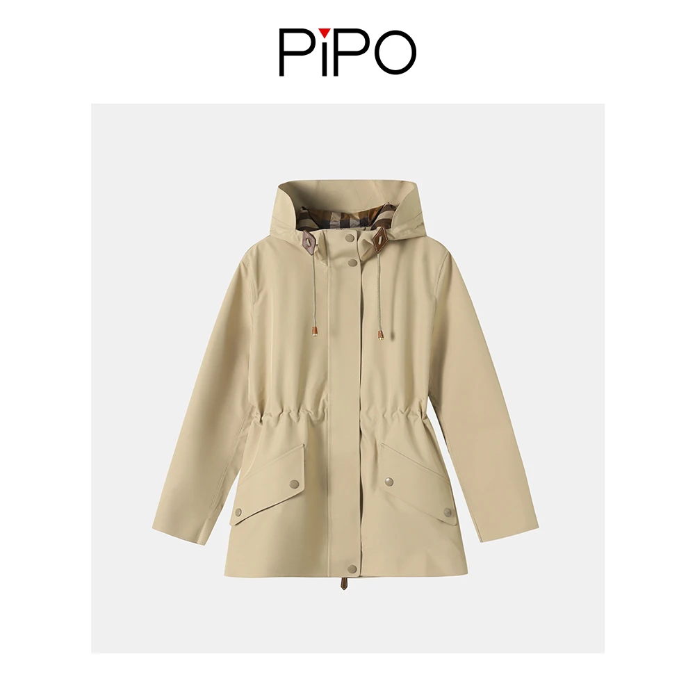 【PIPO】【现货】【宝莉】防风双门襟百搭翻领风衣短外套DD33F101