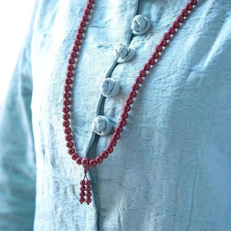 含辰砂工艺品朱砂108颗珠子，项链手串皆可佩戴，男女同款，