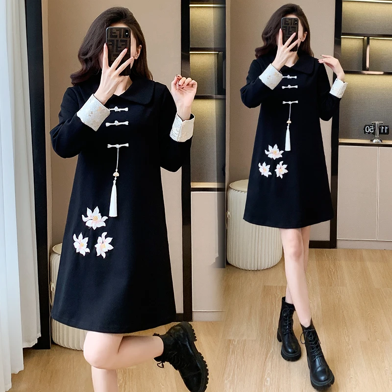 气质女神显瘦连衣裙女2025春季新款高端刺绣轻奢百搭洋气国风裙子