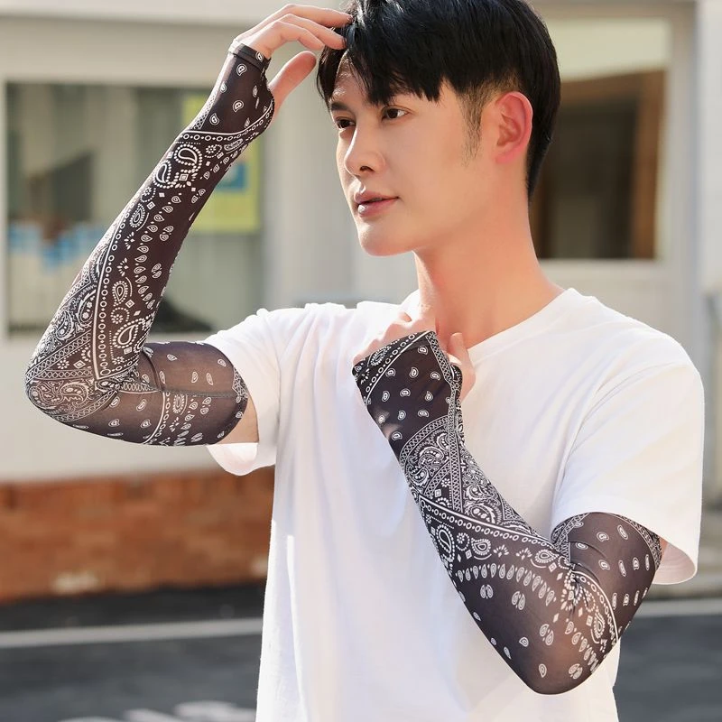 【买一送一】冰袖防晒袖套冰丝女士男款手袖子手套防紫外线护臂薄