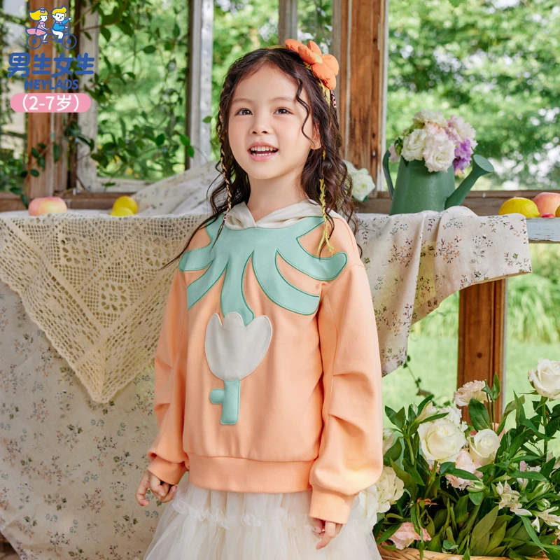 男生女生女小童可爱卡通撞色儿童宽松休闲洋气百搭卫衣