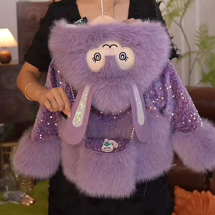 海宁【紫色兔子】2024新款冬季保暖时尚洋气加厚秋冬外套