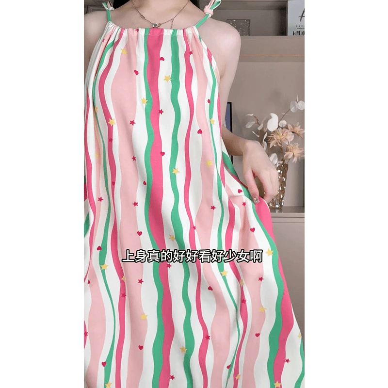 范小懒夏季吊带睡裙带胸垫睡衣女款爆款有口袋家居服可外穿少女