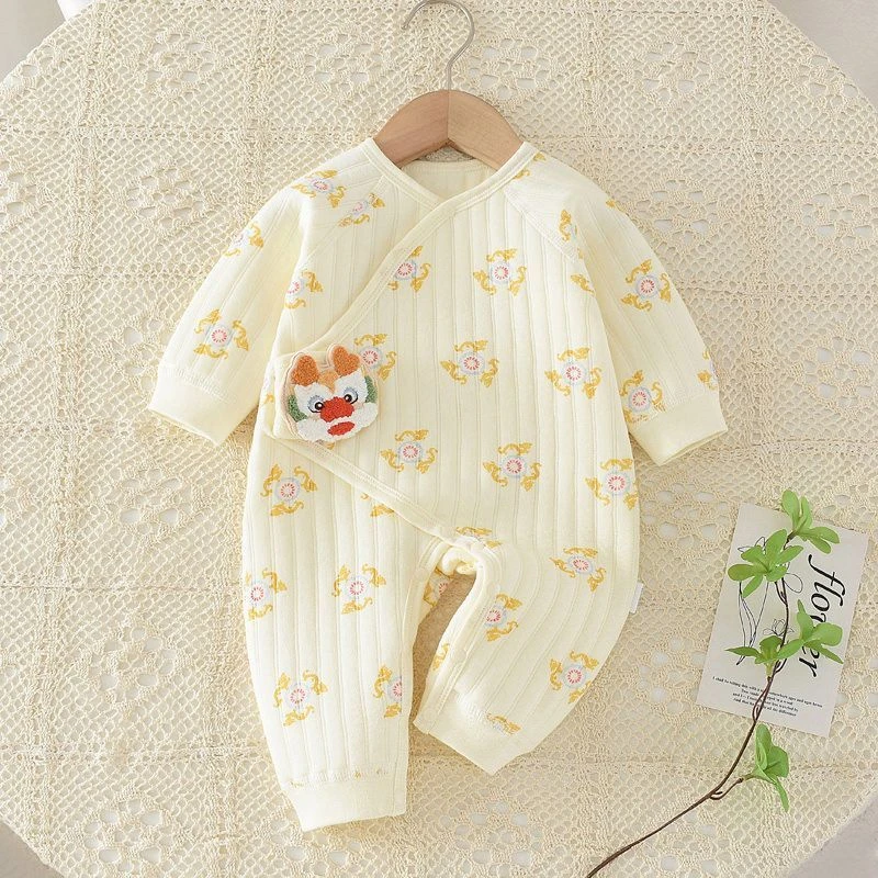 新生婴儿保暖连体衣春秋加厚哈衣新生儿衣服长袖和尚服宝宝睡衣