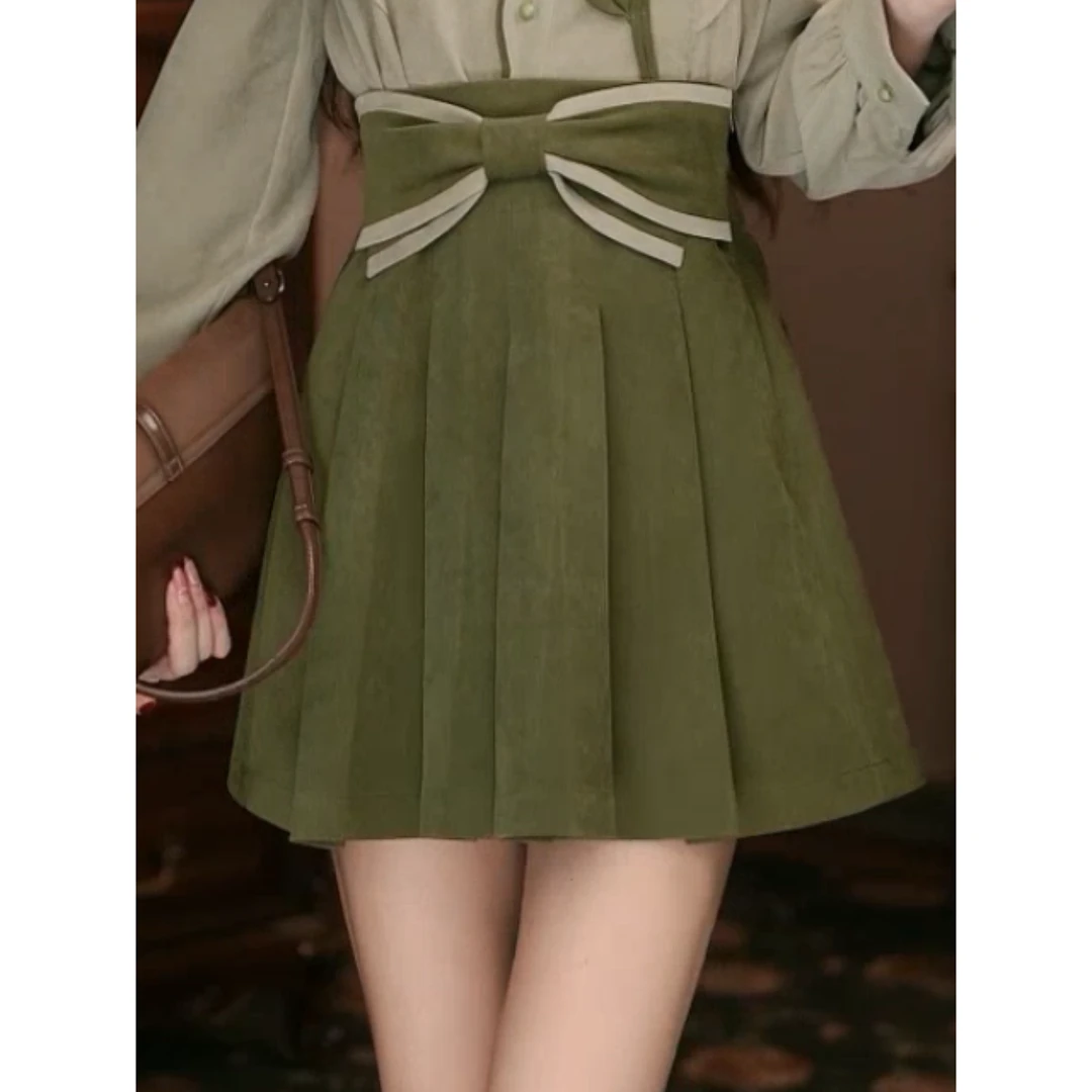 美丽【雨蕴花晓】 港味复古百搭显瘦高腰短裙29659