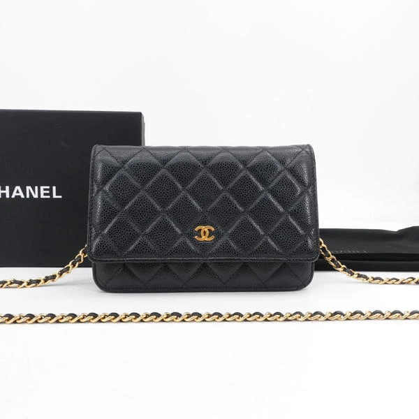 95新 Chanel/香奈儿 发财woc黑金荔枝牛皮单肩包 /95794204