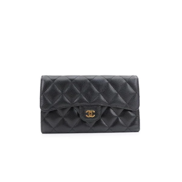 95新 Chanel/香奈儿 cf长款钱包黑金荔枝牛皮/其他/44498147