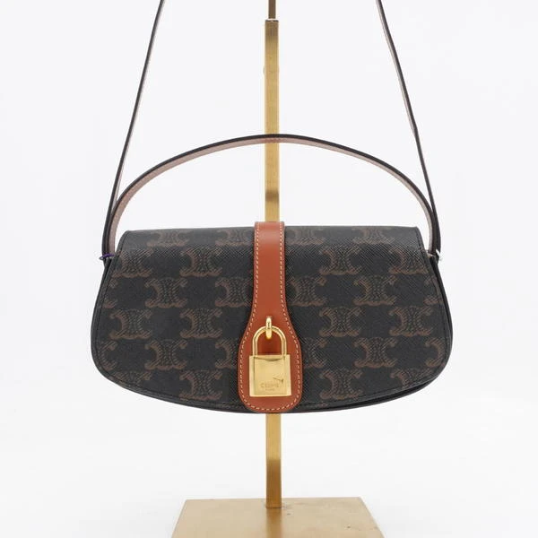 99新 Celine/思琳 凯旋门锁头包老花金扣单肩包/17433764