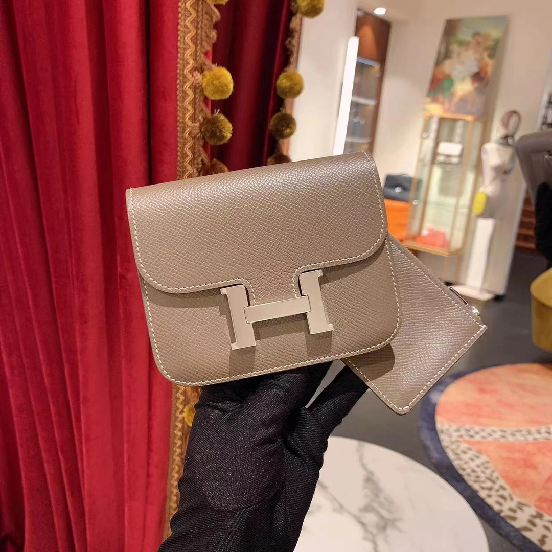 99新 Hermes/爱马仕 Constance slim12大象灰银扣ep单肩17596731