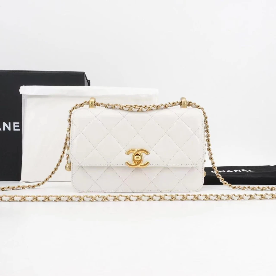 99新 Chanel/香奈儿 尾款奈儿21A双金珠19白金牛皮款/25562417