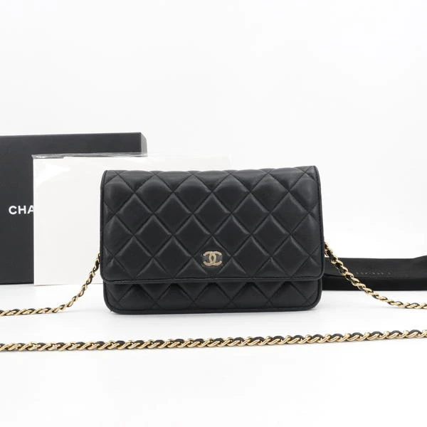 95新 Chanel/香奈儿 香奈儿/GGS香奈儿发财woc黑金羊皮芯片款/单