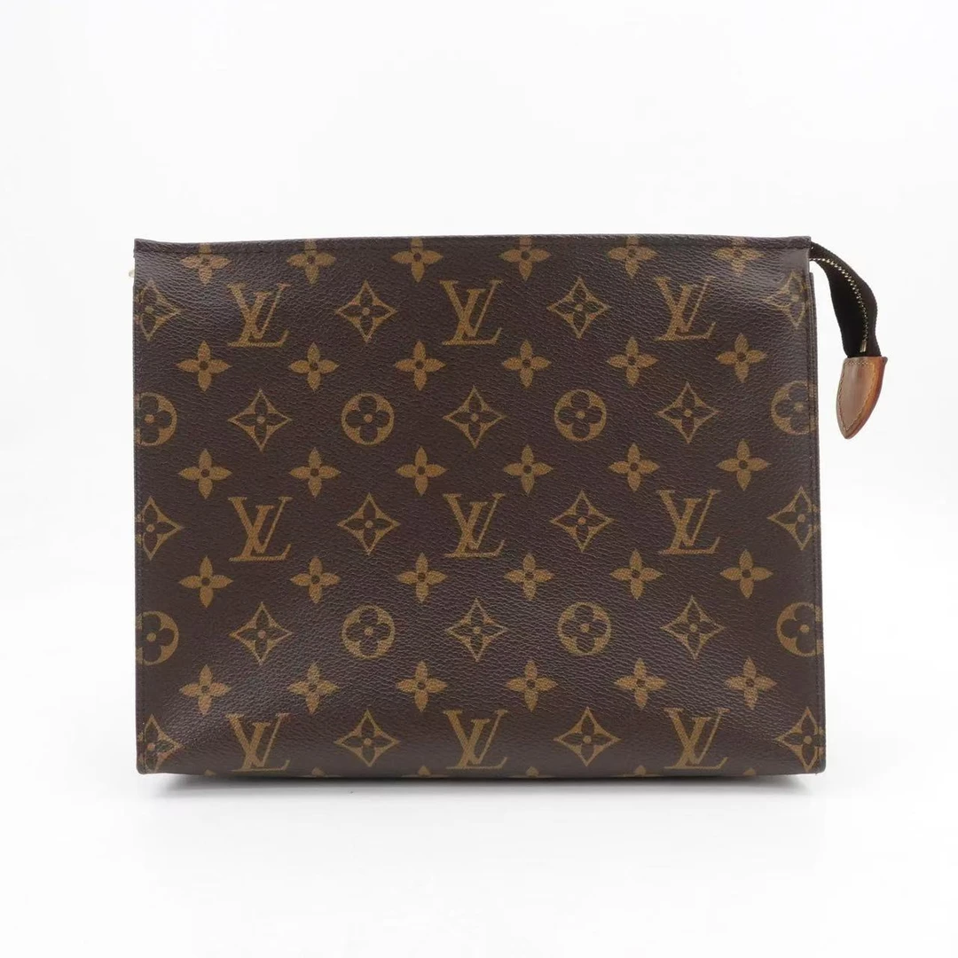 95新 LouisVuitton/路易威登 洗漱包26老花金扣手拿包/19024009