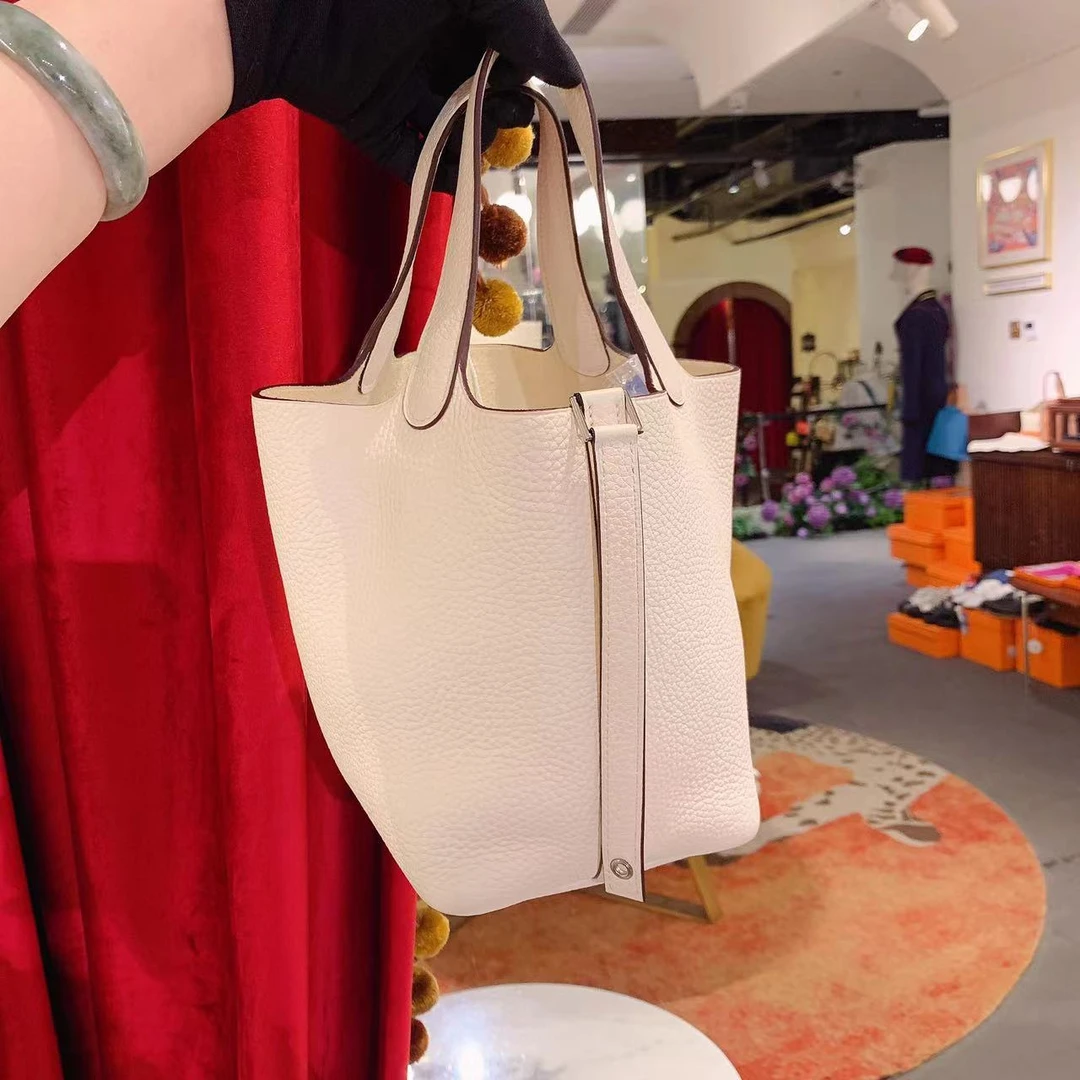 95新 Hermes/爱马仕 picotin18奶油白银扣tc/手提包/42124916