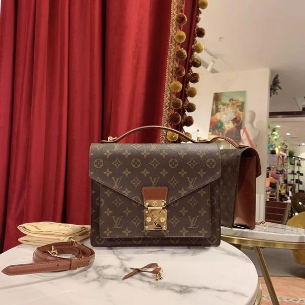 95新 LouisVuitton/路易威登 蒙梭邮差包老花金扣单肩包/87641468