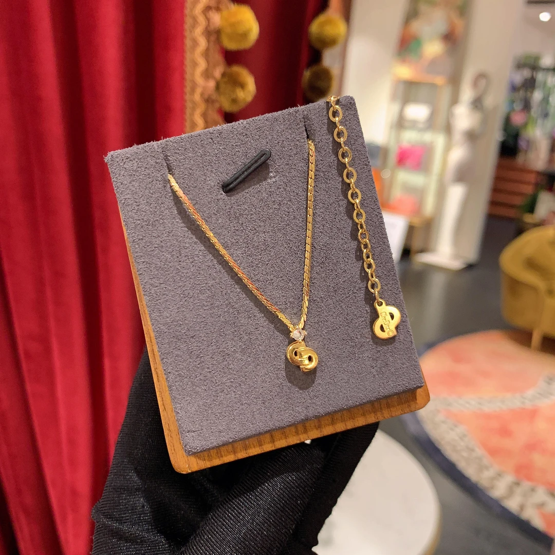 95新 DIOR/迪奥 GGS迪奥cd镶钻金色项链 78441161