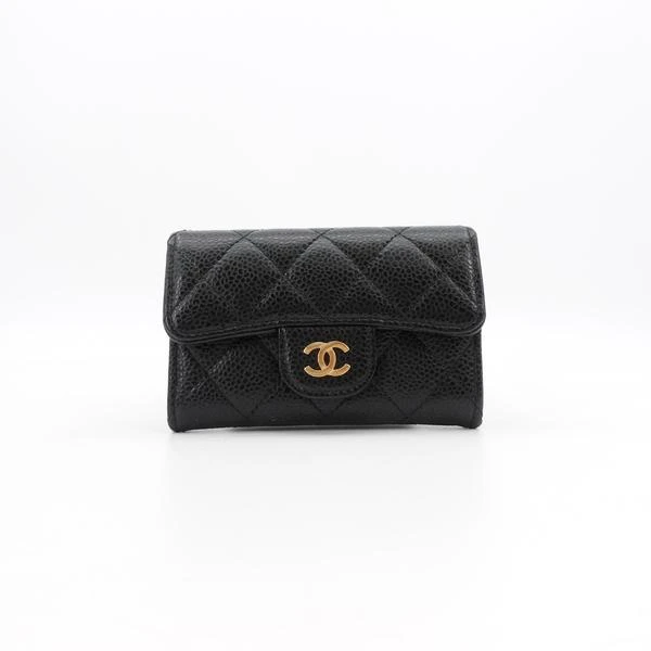 95新 Chanel/香奈儿 cf短款钱包黑金荔枝牛皮/其他/77358876