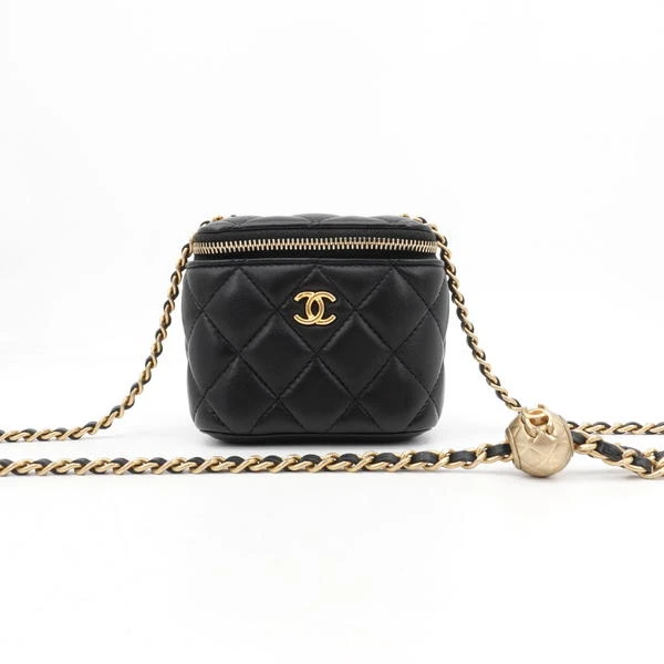 95新 Chanel/香奈儿 /GGS香奈儿金球方盒子黑金羊皮单肩包/