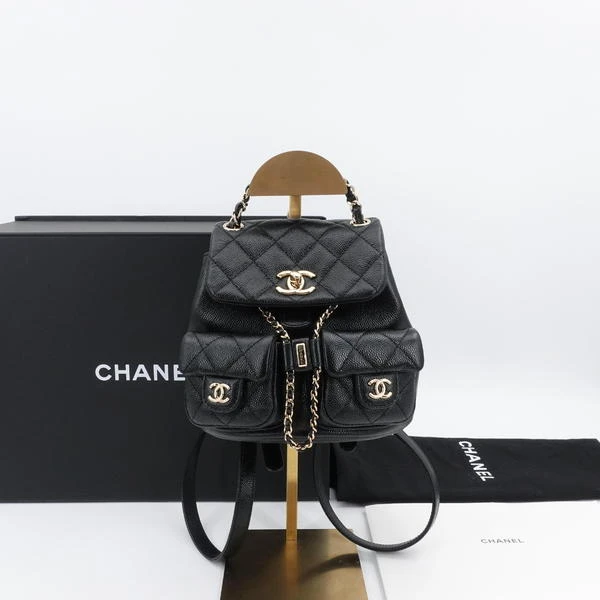 99新 Chanel/香奈儿 23p 拆单小号黑金荔枝牛双肩包定金/72823064