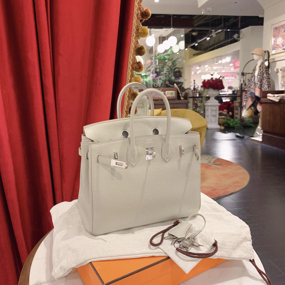 99新 Hermes/爱马仕 Birkin25珍珠灰银扣togo59346652
