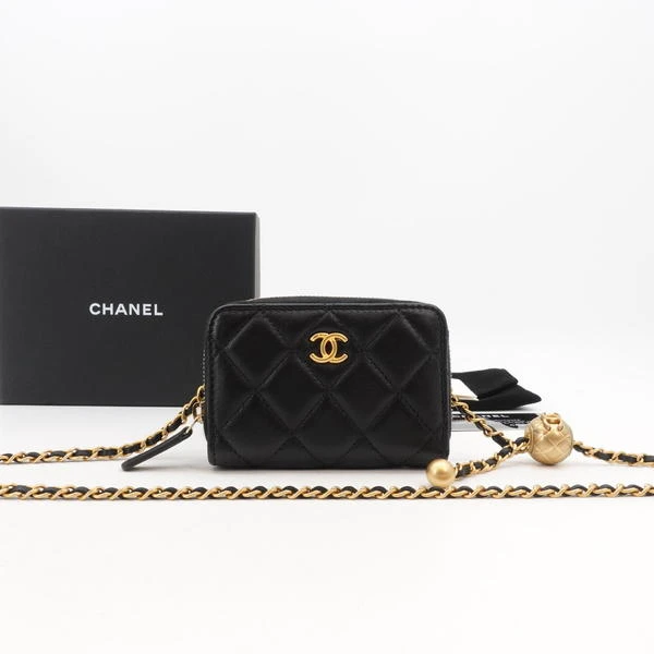 99新 Chanel/香奈儿 香奈儿金球腰包黑金羊皮/腰包/胸包/48894449