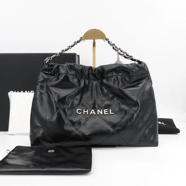 99新 Chanel/香奈儿 香奈儿/GGS香奈儿24C横版22bag垃圾袋黑银油