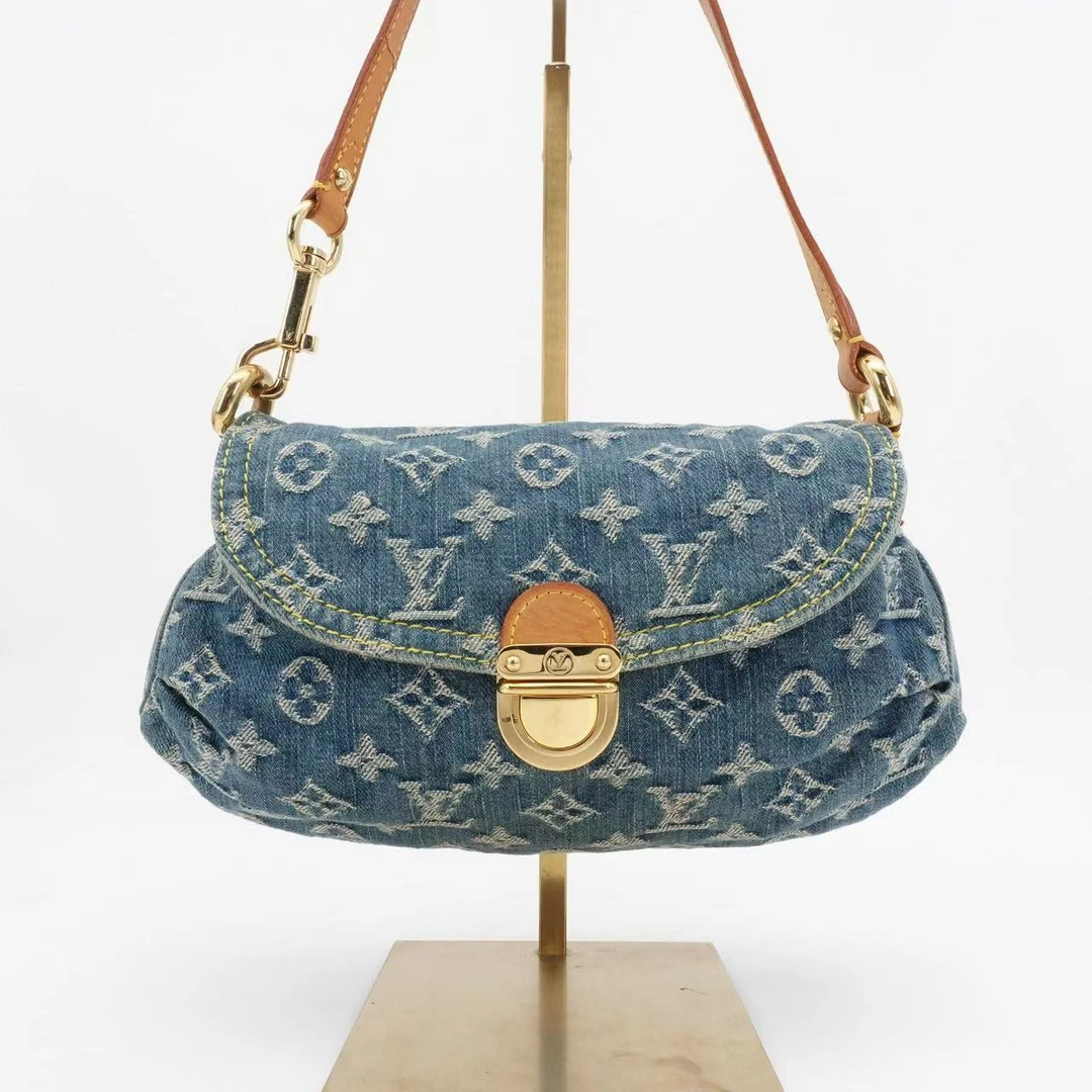 95新 LouisVuitton/路易威登 元宝腋下包金扣牛仔丹宁/23048404