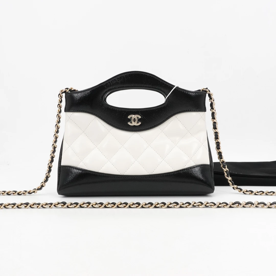99新 Chanel/香奈儿 香奈儿24c 31bag nano黑白单肩包