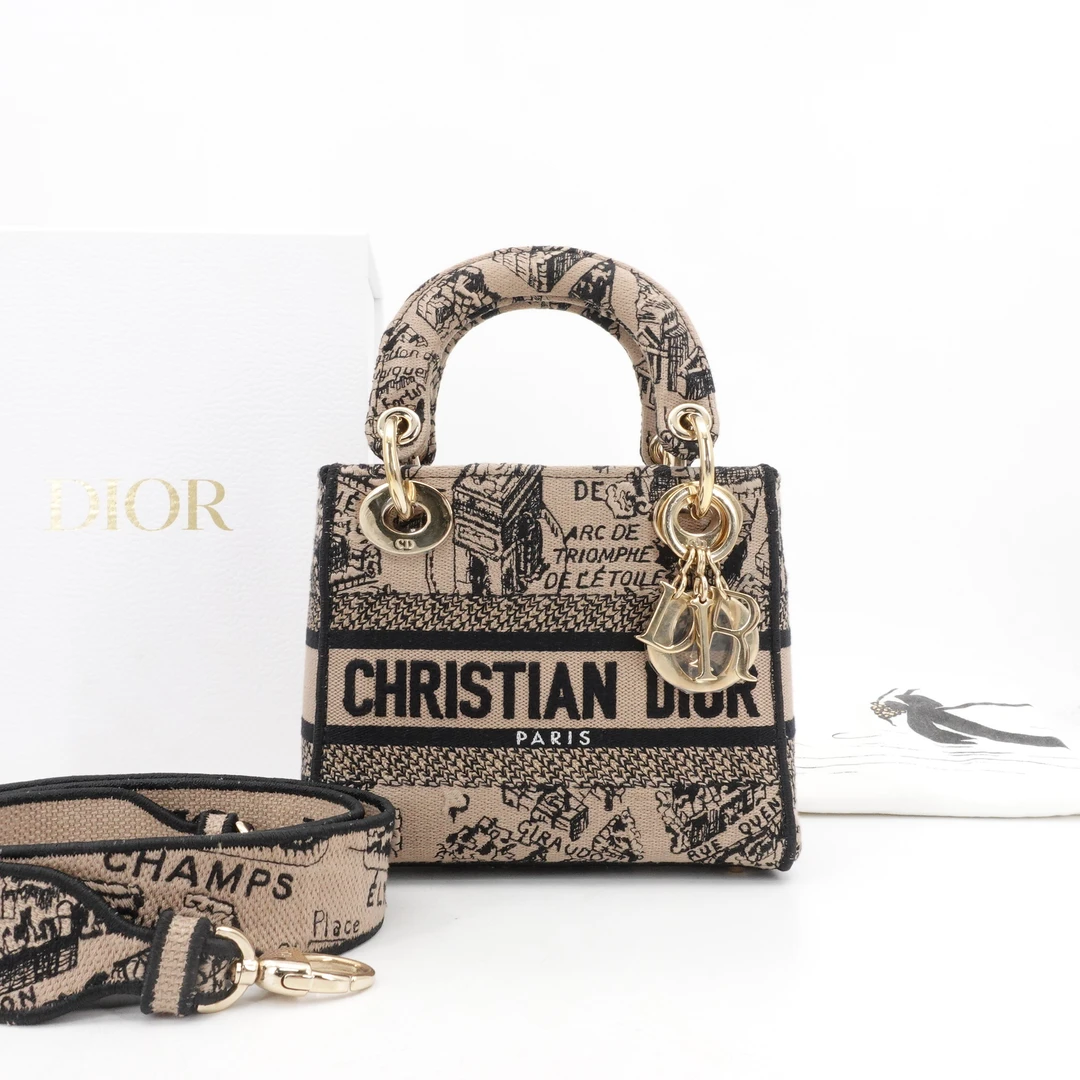 99新 DIOR/迪奥 迪奥戴妃巴黎地图刺绣拼色99403014