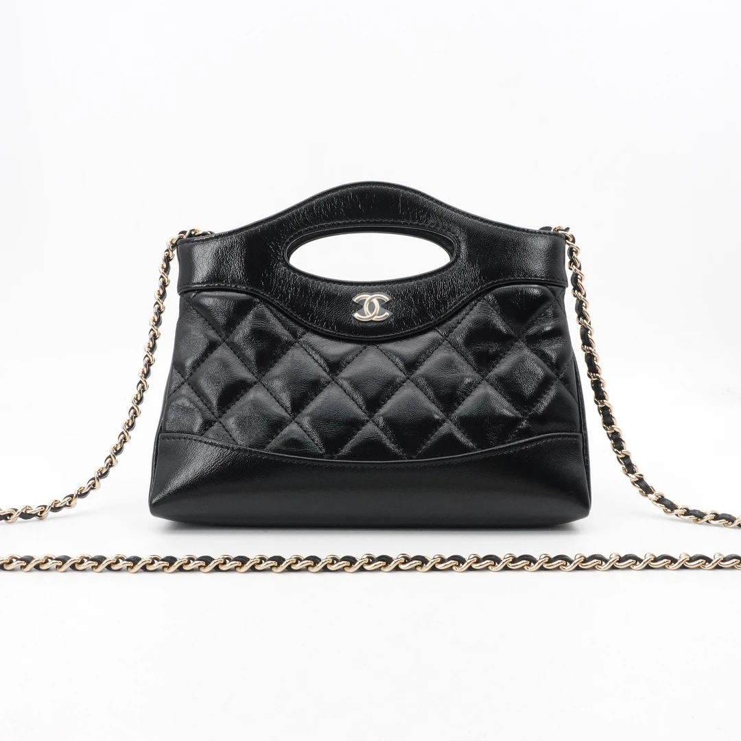99新 Chanel/香奈儿 24s 31bag nano黑金单肩包芯片款/97449843
