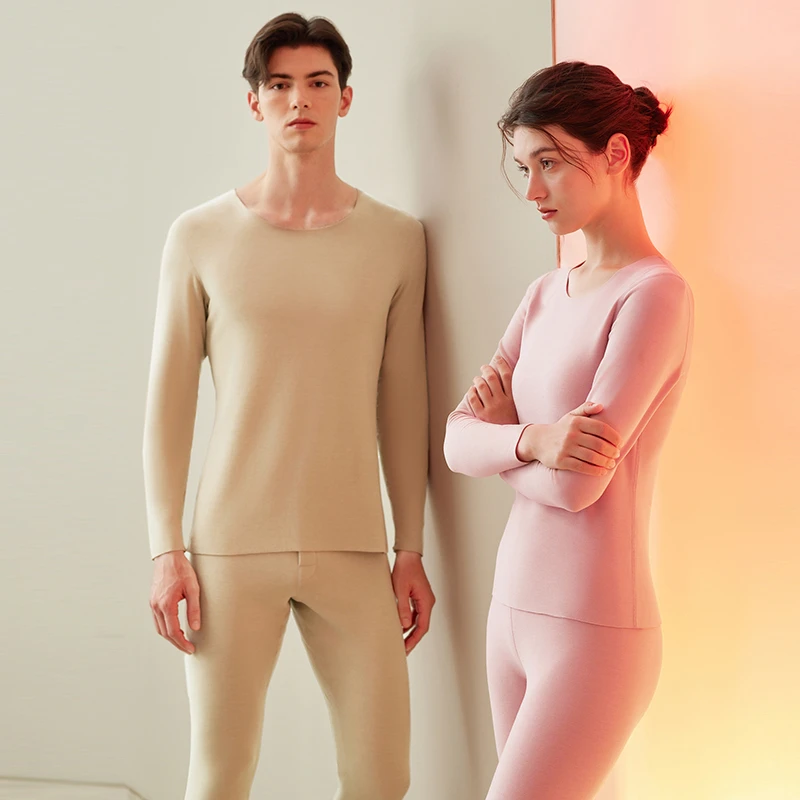 芬腾秋冬保暖内衣秋衣秋裤女士套装新款圆领修身男冬天内穿打底衫