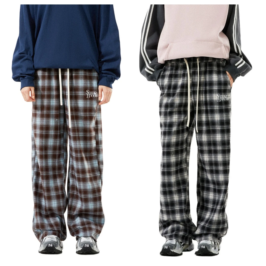 SRME秋冬格子长裤休闲裤宽松潮流