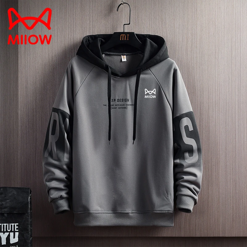 猫人青少年男士秋季连帽长袖卫衣大学生款高端休闲百搭宽松上衣服