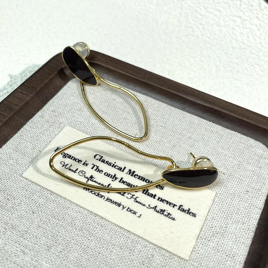 铜合金珐琅耳饰 【流线】欧美设计师经典流线型个性素款优雅耳钉