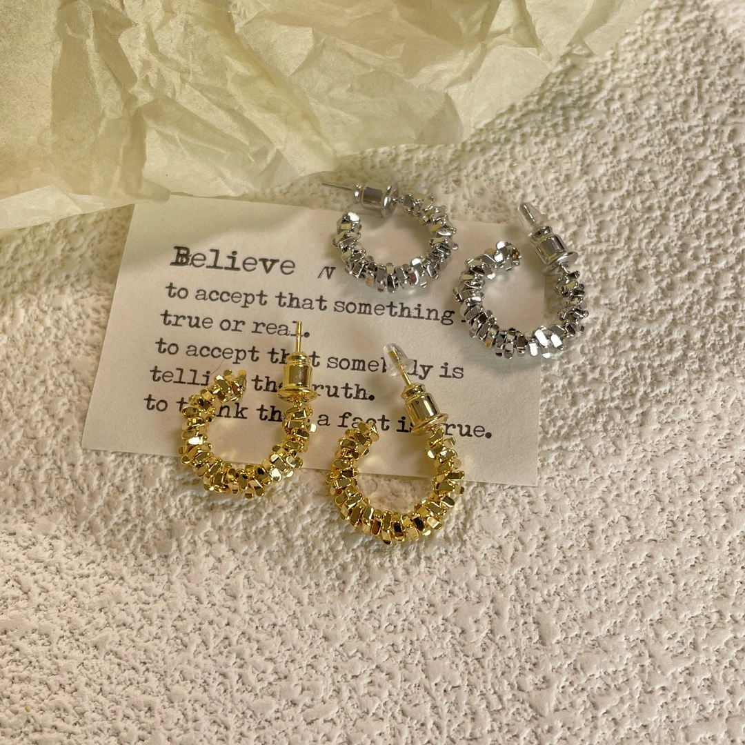 铜合金耳饰 【碎银】欧美ins小众轻奢时尚百搭个性冷淡风设计感耳钉