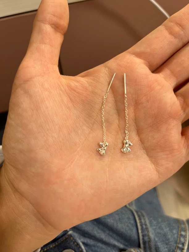 足银耳饰 蝴蝶结耳线足银耳饰