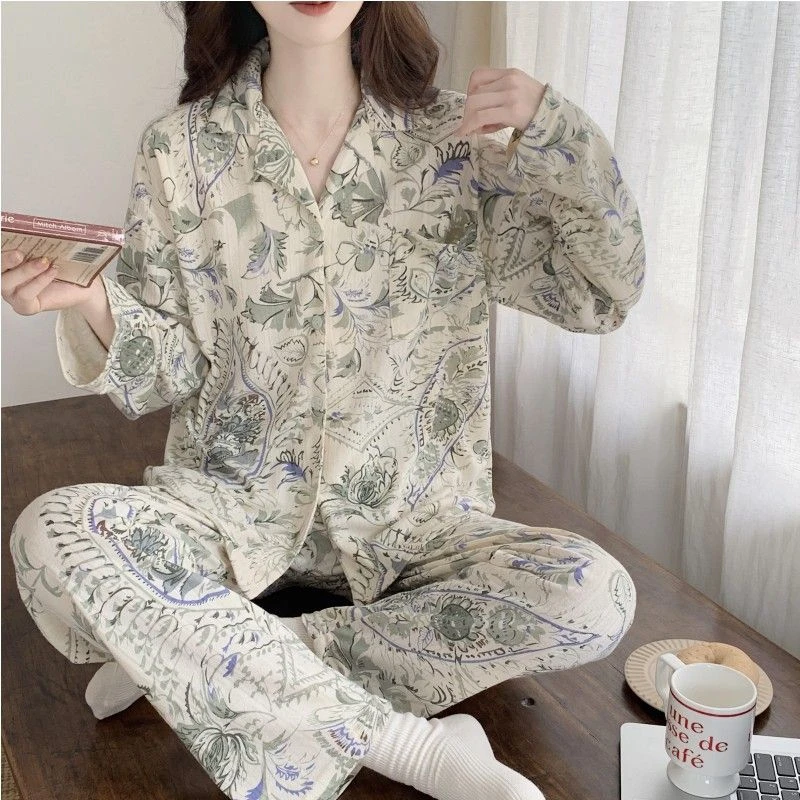 睡衣女春秋季新款ins韩版长袖纯棉高级感小众设计感可外穿家居服