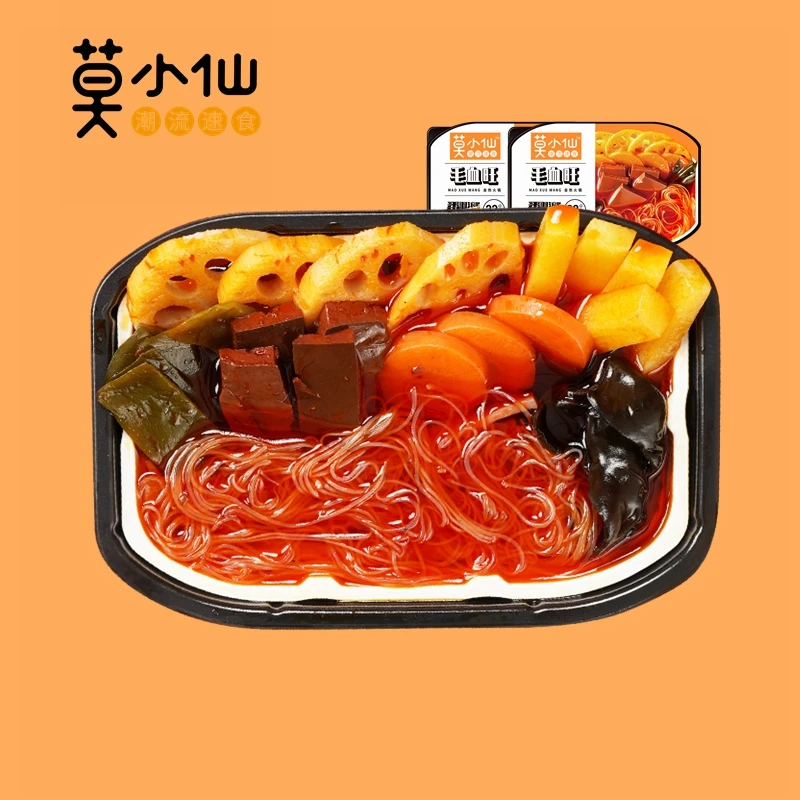 莫小仙方便速食 麻辣牛油底料毛血旺自热火锅组合 速热美食