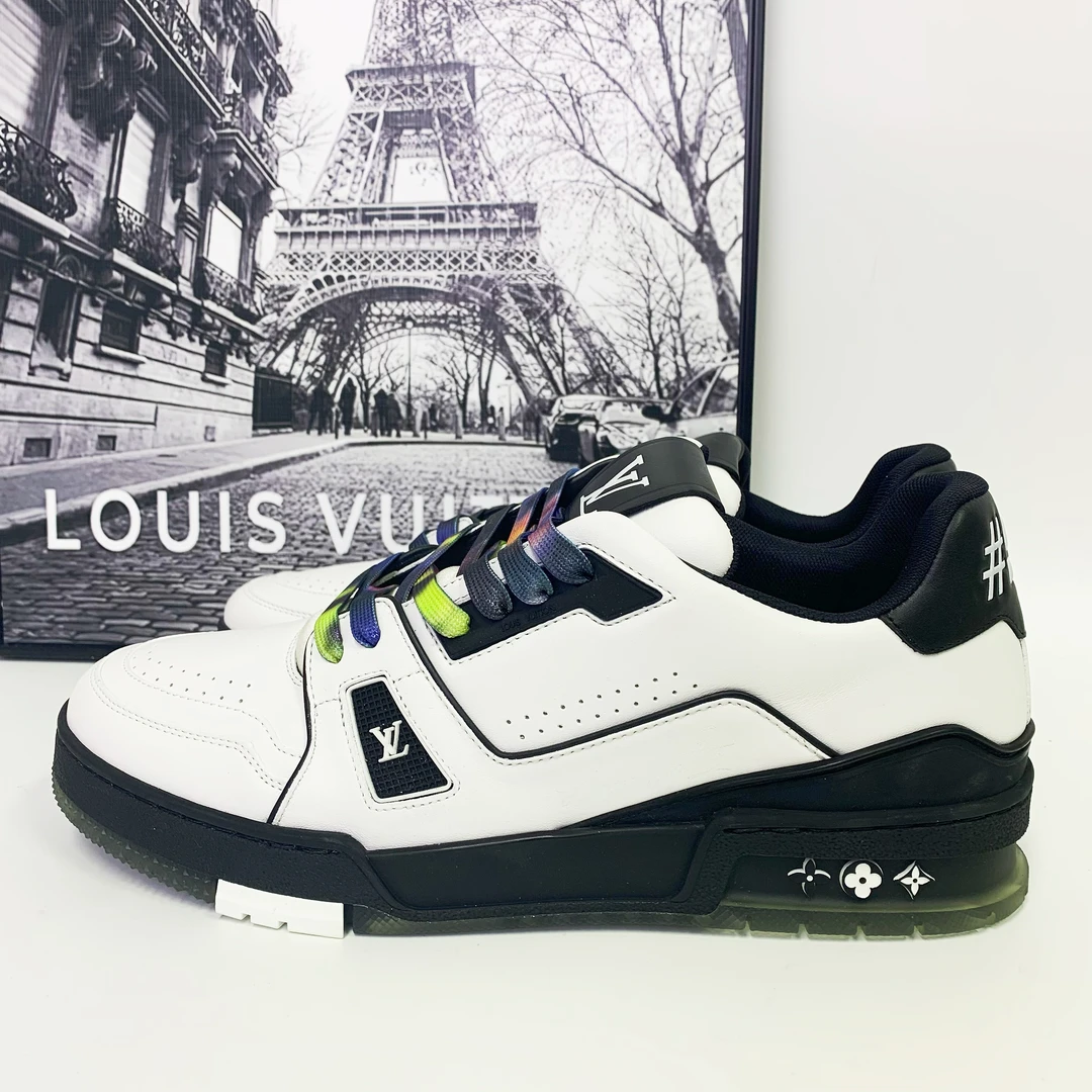 未使用 LouisVuitton/路易威登 LV trainer黑白熊猫彩带板鞋