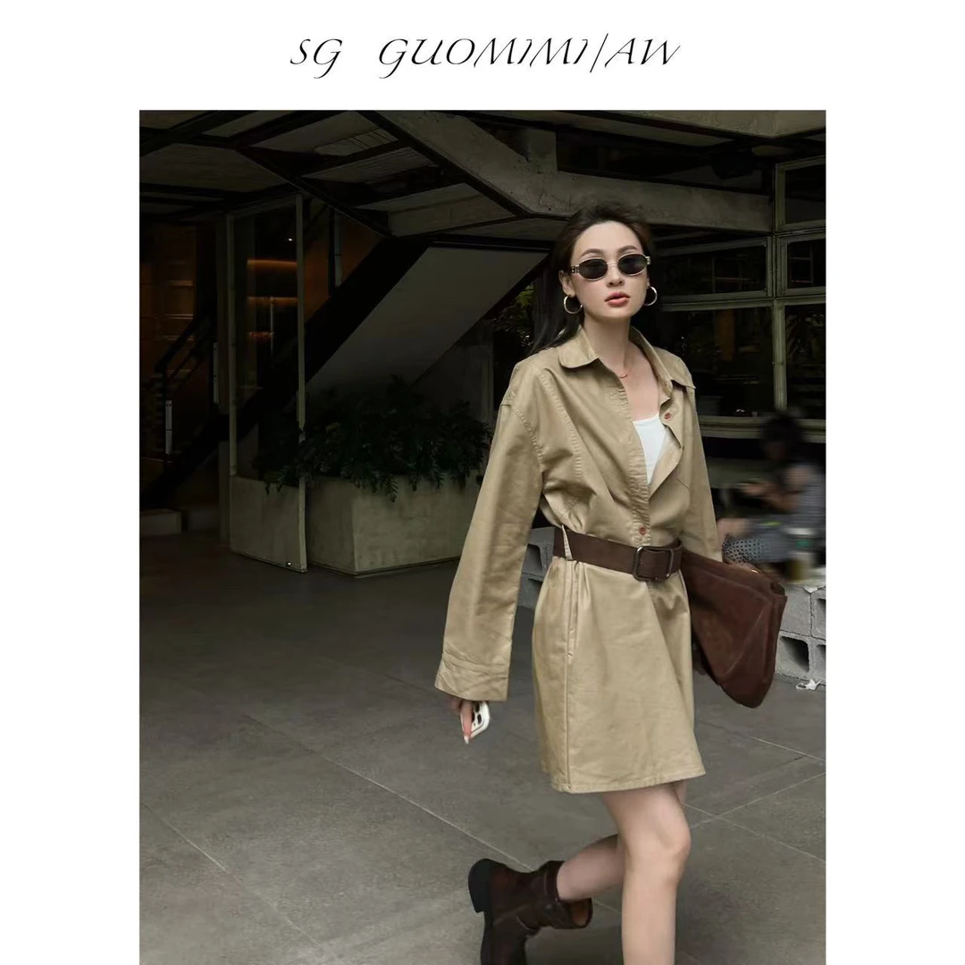 SG / 郭幂幂 AW 秋上新 韩系气质 收腰显瘦工装衬衫裙Q-20241319