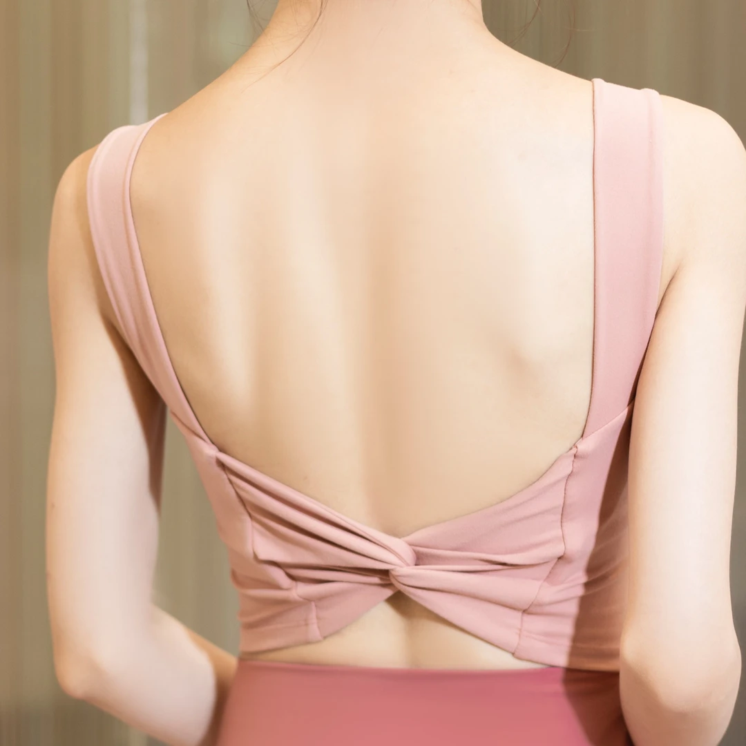 【明星同款！秦兰同款+后背超美+自带胸垫】瑜伽蝴蝶结美背