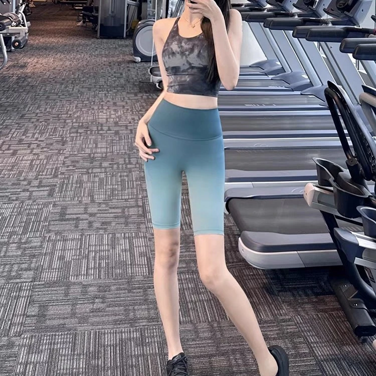 【高级又显瘦！裸感无尴尬线五分裤+高腰提臀】高级渐变色夏季瑜伽裤