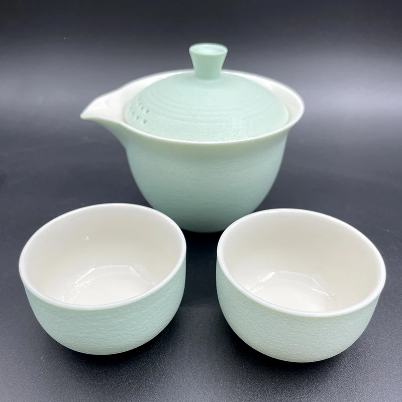 樱粉台湾路宝釉喷釉工艺手抓壶 陶瓷牛油果绿手抓快客杯