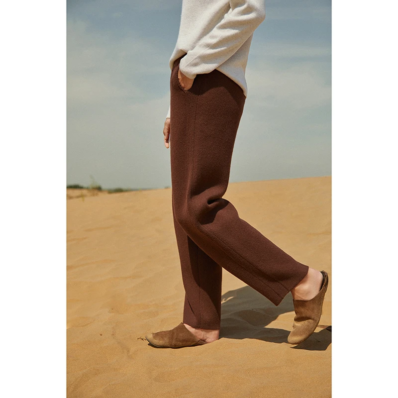 Say Ya【幻】大女主 纯色高腰直筒显瘦羊绒锥裤 加厚/垂坠针织外穿