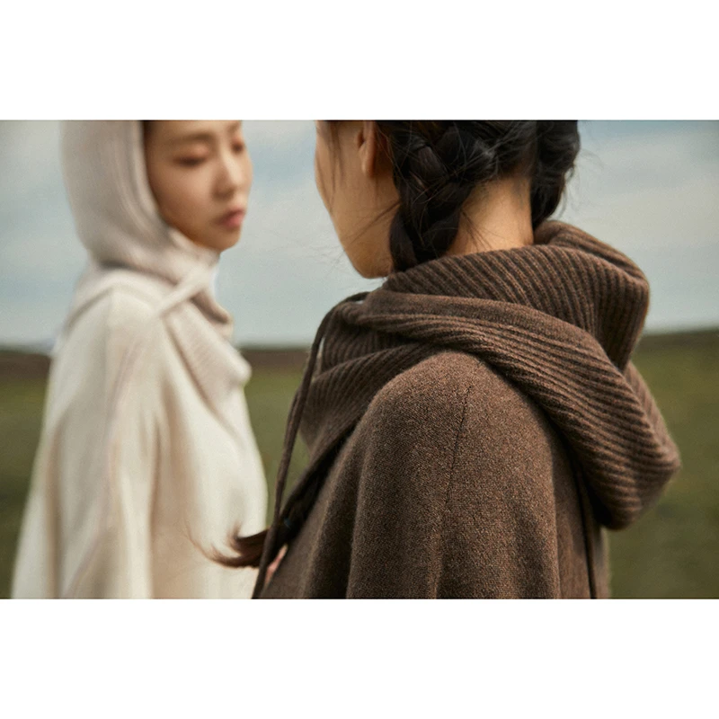 Say Ya【幻】元宝针抽带百搭羊绒脖套帽 秋冬/保暖/可调节纯色简约