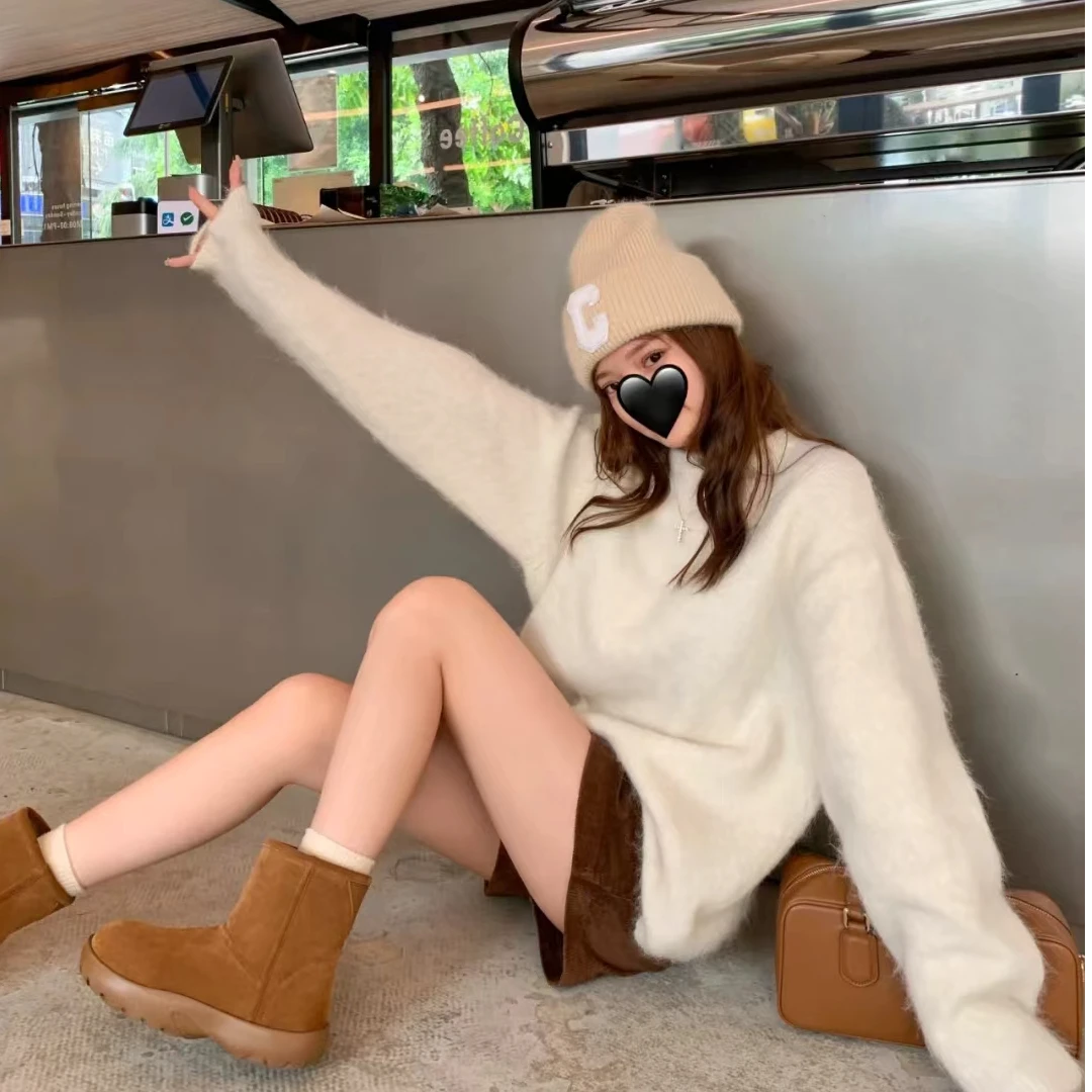 雪地靴皮毛一体经典百搭舒适女士时尚真皮厚底中筒